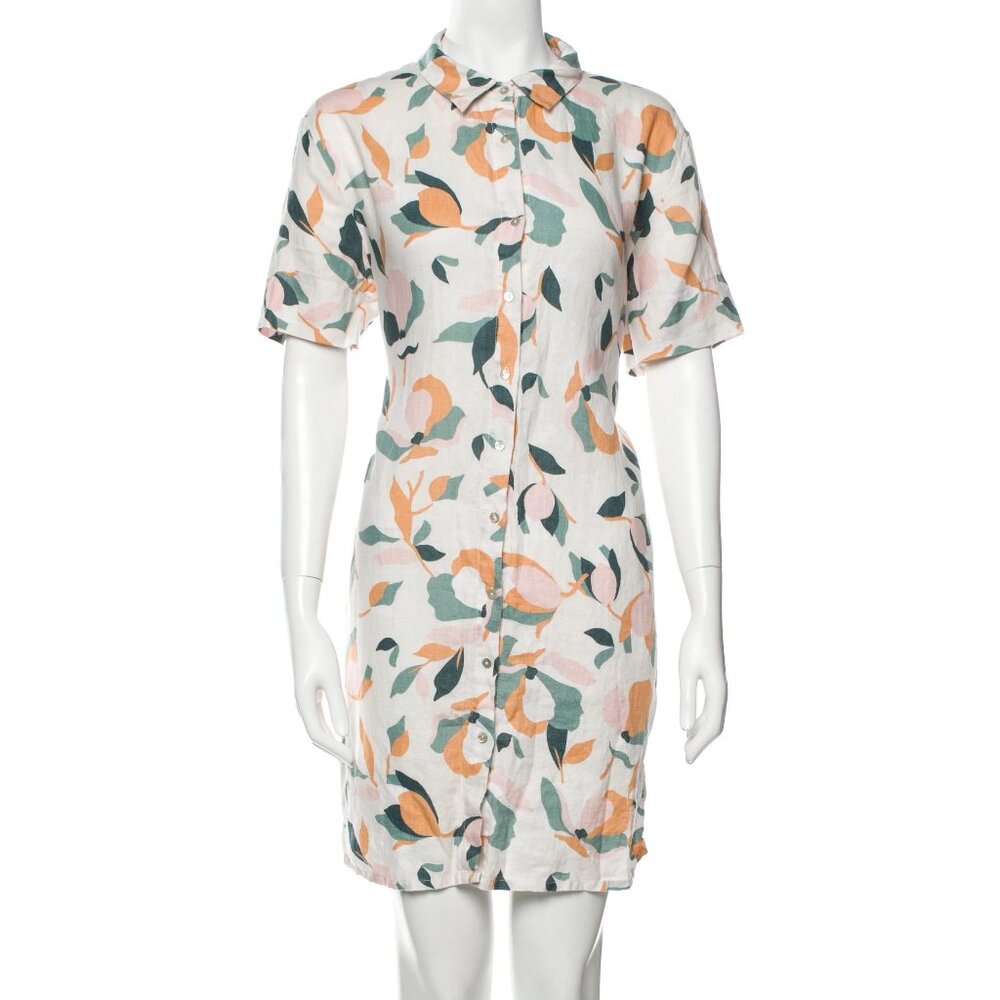 Rachel Zoe Floral Linen Shirt Dress‎ White Size XS